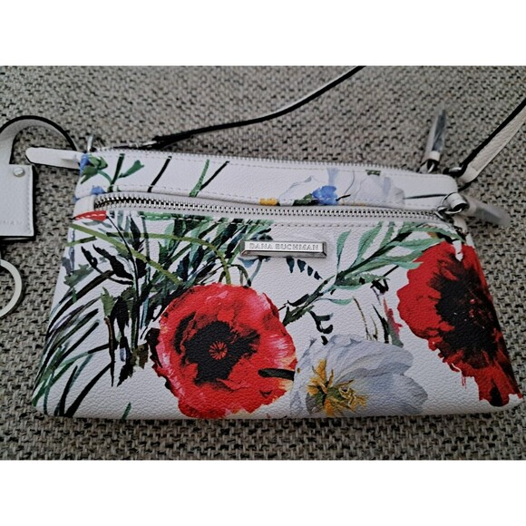 Dana Buchman White Red Floral HOBO BAG New - Picture 2 of 3